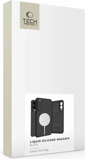 Mbështjellës Tech-Protect Liquid Silicone MagSafe për Samsung Galaxy S25 Edge, zi