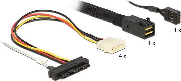 Kabllo SAS DeLOCK 83391, Mini SAS HD SFF-8643 në 4x SAS SFF-8482, 1 m, multikolor