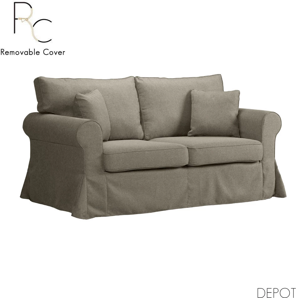 Divan dy ulëshe ASHLEY, mbulesë e lëvizshme, kafe e çelët, 173x85x95