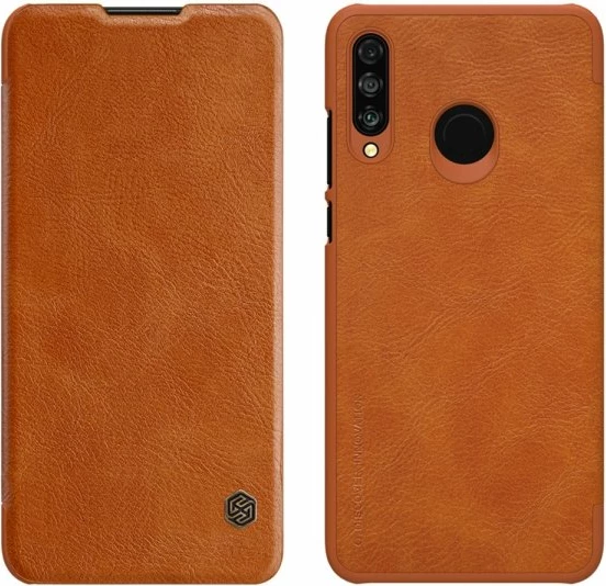 Mbështjellës flip Nillkin QIN për Huawei P40 Pro, lëkurë natyrale, kafe