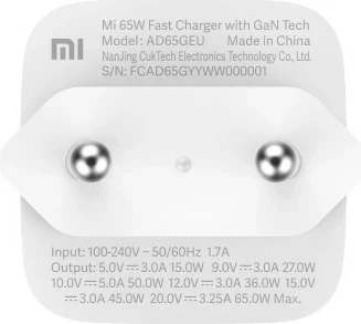 Karikues Xiaomi Mi Charge Type-C Fast Charge 65W, i bardhë