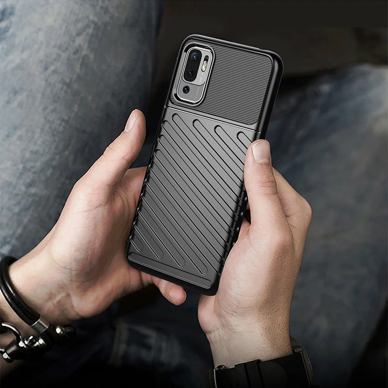 Mbështjellës Hurtel Thunder Case për Xiaomi Redmi Note 10 5G / Poco M3 Pro, i zi