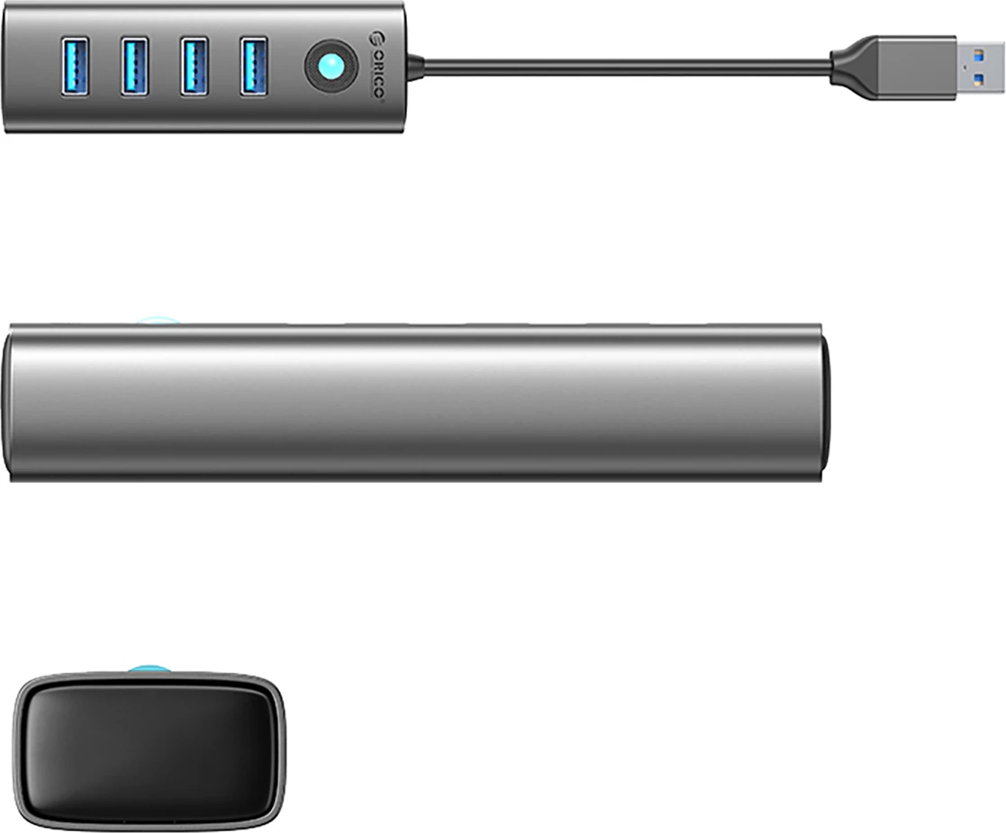 Hub USB Orico PDD4U-U3, 4 porta USB 3.0, Gri