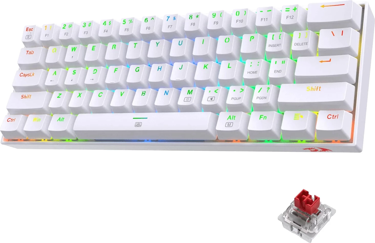 Tastierë mekanike Redragon Dragonborn K630 60% (61 taste) RGB, red switch, e bardhë
