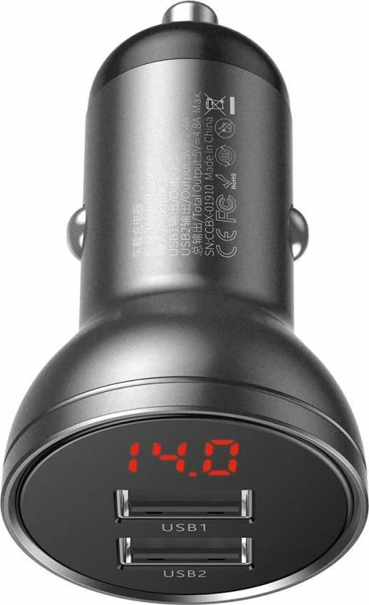 Karikues veture Baseus Digital Display CCBX-0G 24 W 2x USB-A 4.8 A gri