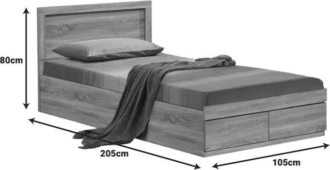 Krevat Olympus me sirtar, ngjyrë lisi të çelët, 100x200cm