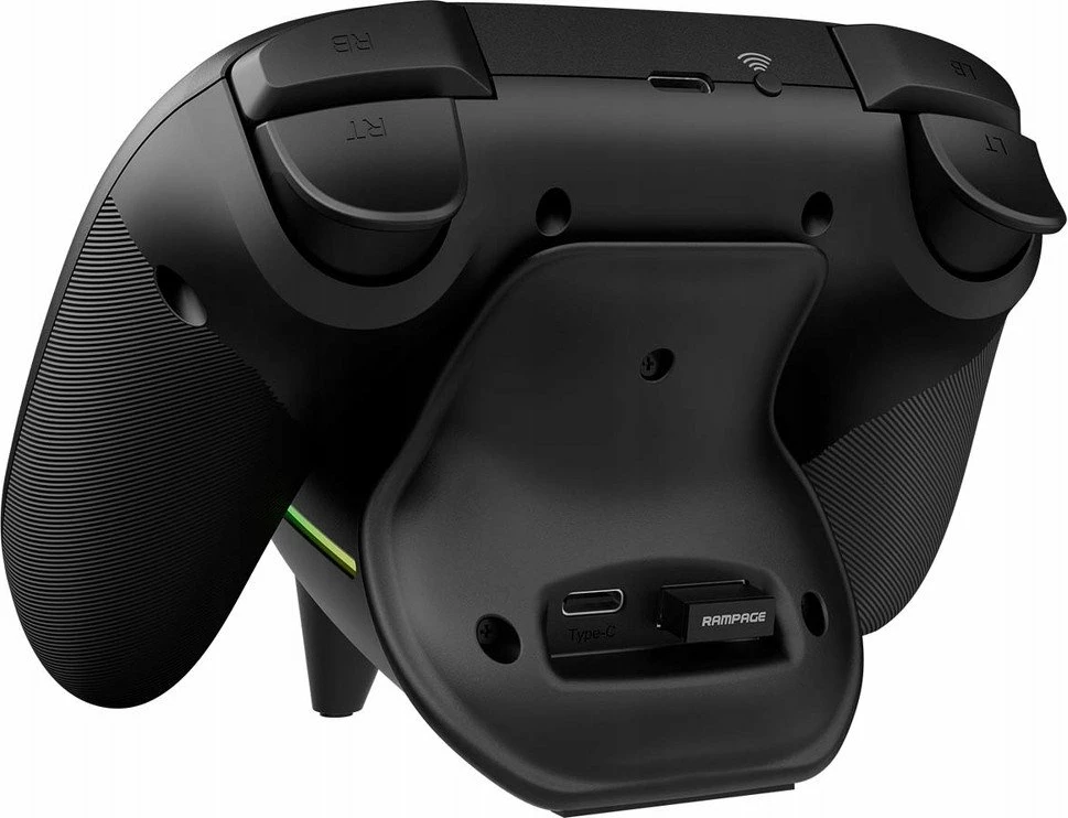 Kontroller lojërash Rampage Hydra Pro (HYDRAPRO-BLACK), RGB, Bluetooth/2.4GHz/USB, me stacion karikimi, i zi