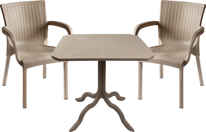 Set tavoline me karrige për terasë, 3 pjesë, ngjyrë kapuçino, Icon-Festive