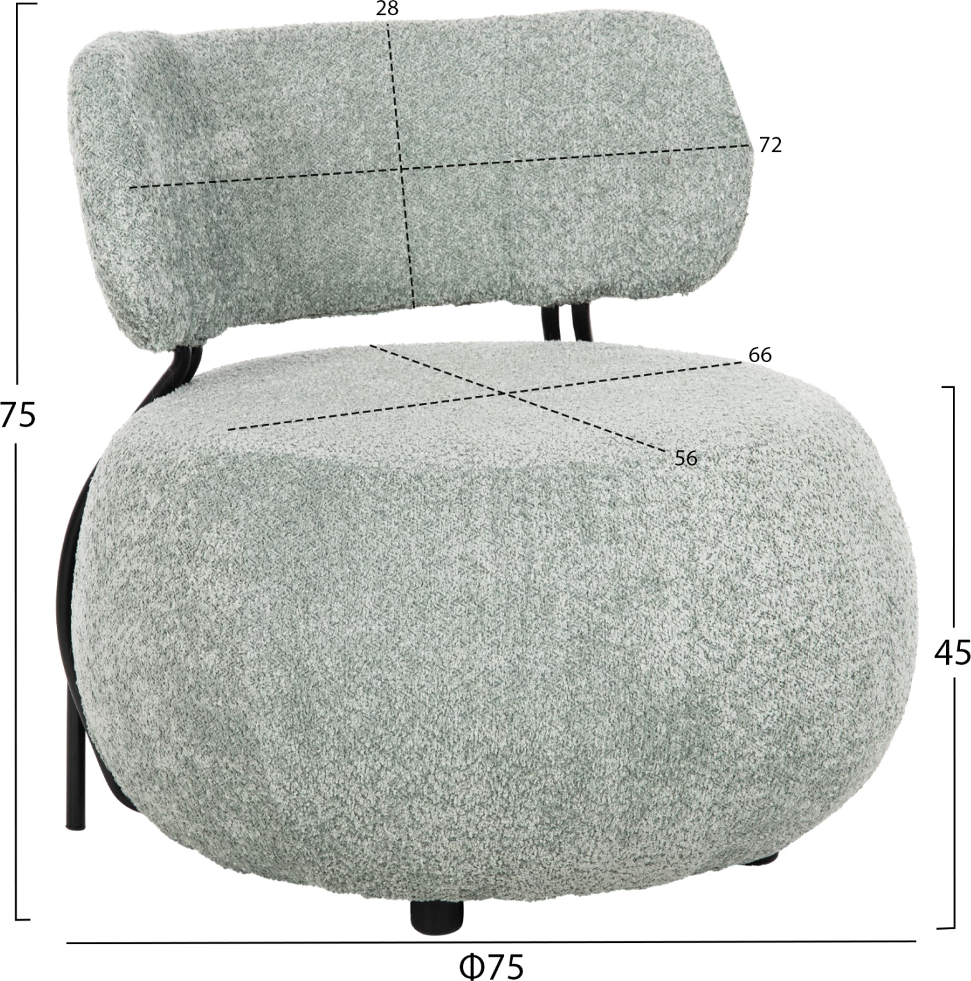Karrige për lounge, ngjyrë fistik, KARSEN FH9598.05, 75x75x75H cm