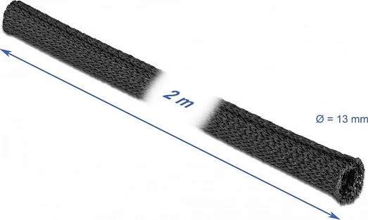 Mbështjellës kabllosh DeLOCK 2 m x 13 mm, vetë-mbyllës, rezistent nxehtësie, i zi