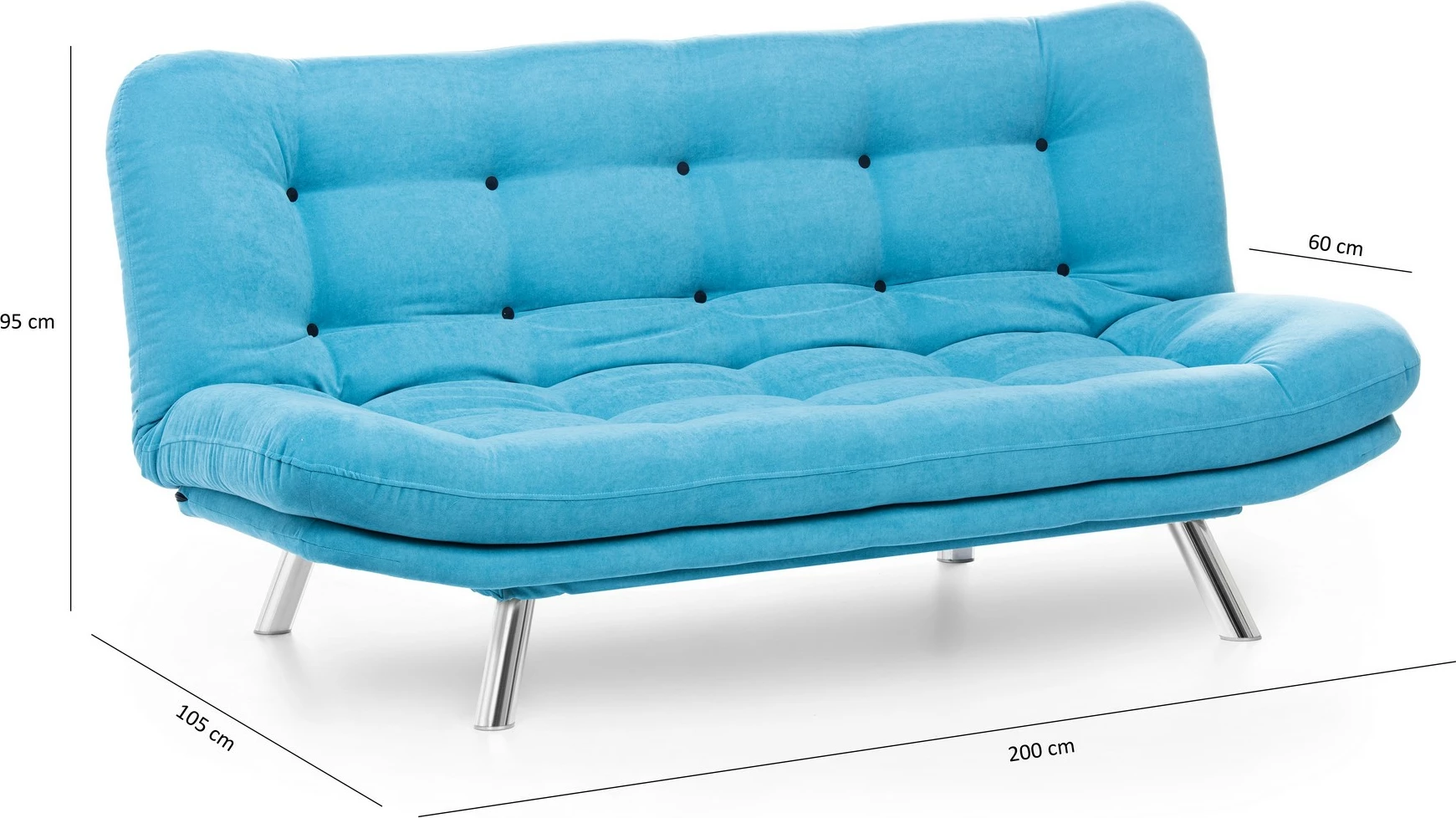 Divan-krevat treshe, ngjyrë tyrkiz, Atelier del Sofa, Misa Sofabed
