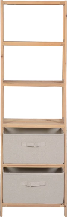 Raft dyshemeje me sirtarë, dru bredhi, pëlhurë natyrale-bezhë, 42x27.5x139cm