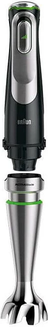 Blender zhytës Braun MultiQuick 9 MQ 9147X, 1200 W, set me grirës, rrahëse dhe shtypës patatesh, inox/zi