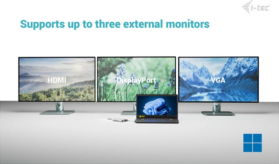 Docking station I-Tec USB-C Metal Nano, 3x monitor (DP/HDMI/VGA), 100W PD, argjendtë