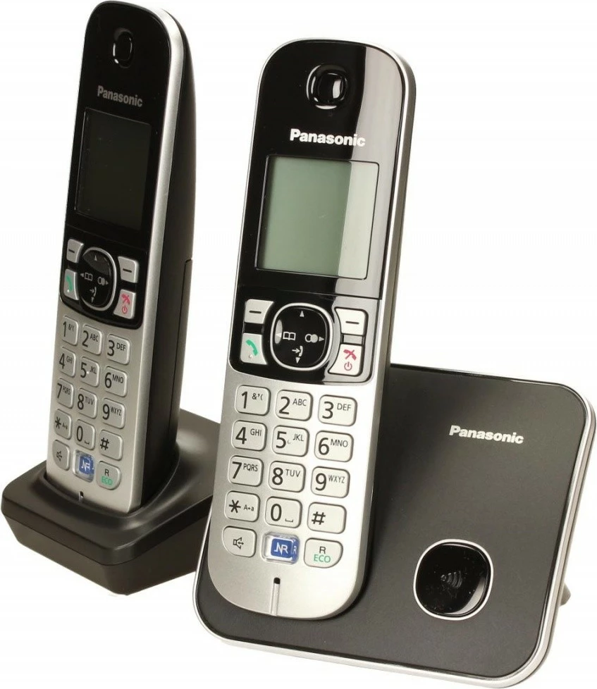 Telefon pa kabllo Panasonic KX-TG6812, 2 aparate, i zi/argjendtë