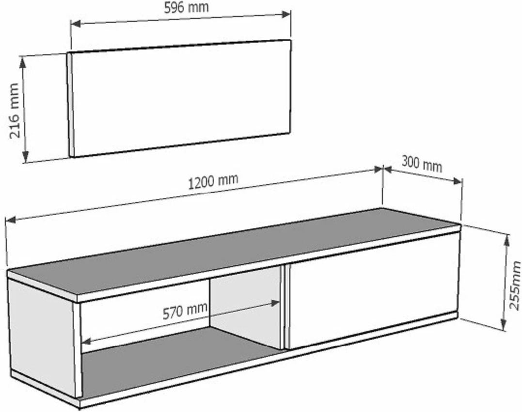 Komodë TV Zuzu Double, e bardhë, Skye Decor