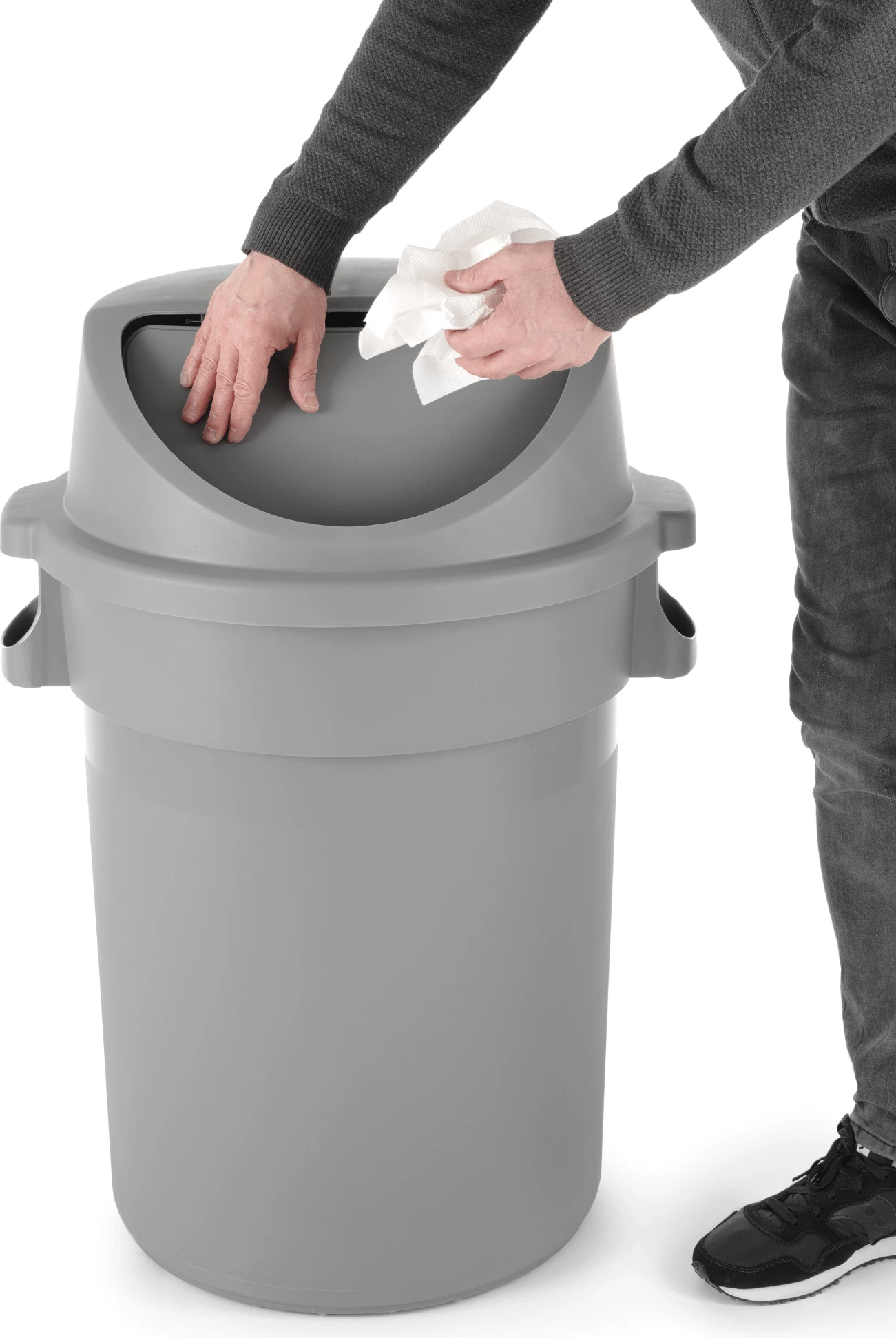 Kosh mbeturinash, Amerbox, 120 L, Ø490 mm, 580 x 700 mm, plastikë, gri