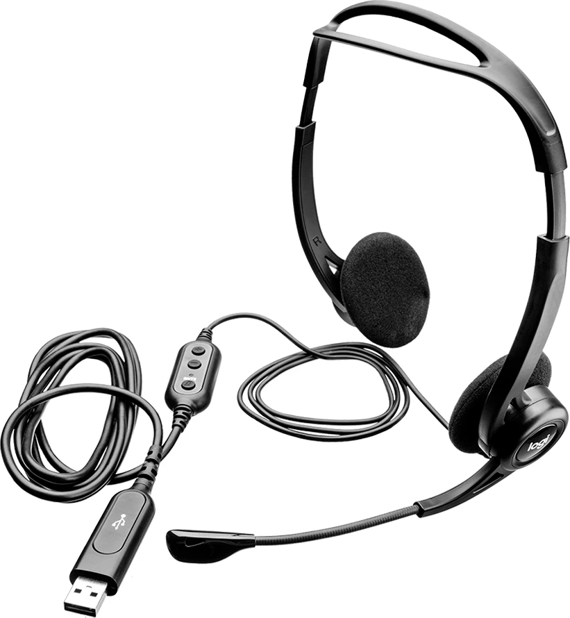 Kufje LOGITECH PC960, USB me kabllo, stereo, on-ear, me mikrofon, të zeza