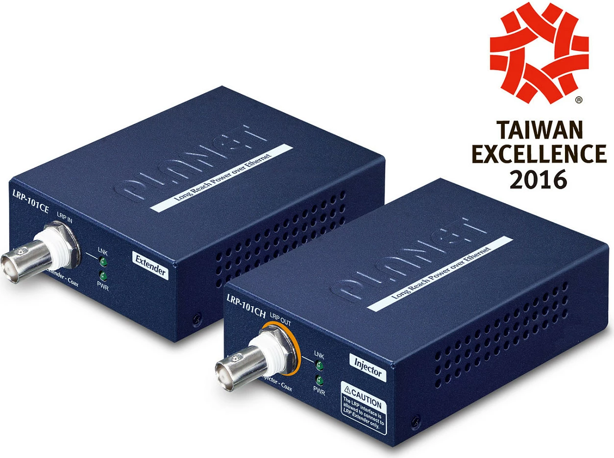 Kit extender PoE over koaksial Planet LRP-101C-KIT, 10/100 Mbps, deri 1000 m, blu