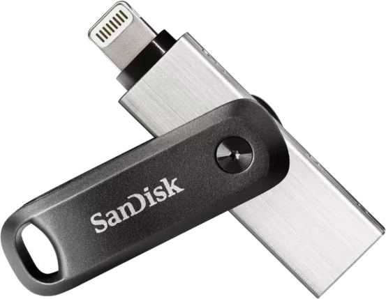 USB flash drive SanDisk iXpand Go SDIX60N-256G-GN6NE 265GB USB 3.0 USB-A/Lightning, zi/argjend, 1 copë