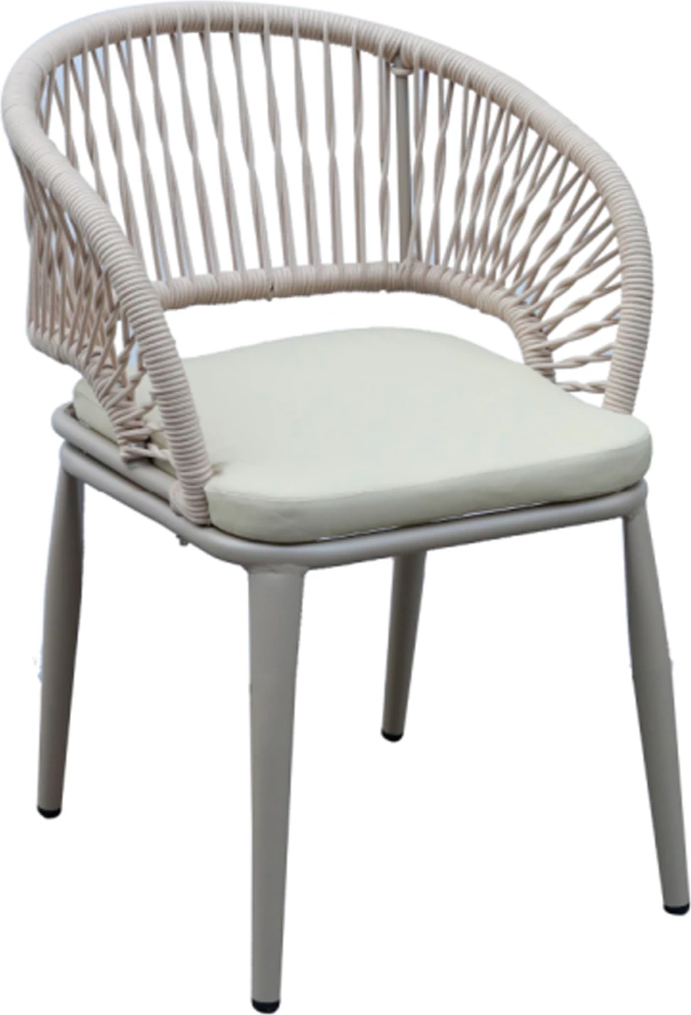 Karrige alumini MAGNET FH6287.04, kornizë gri, litar P.E. ngjyrë kapuçino, 58x63x82Hcm, set prej 4 copash