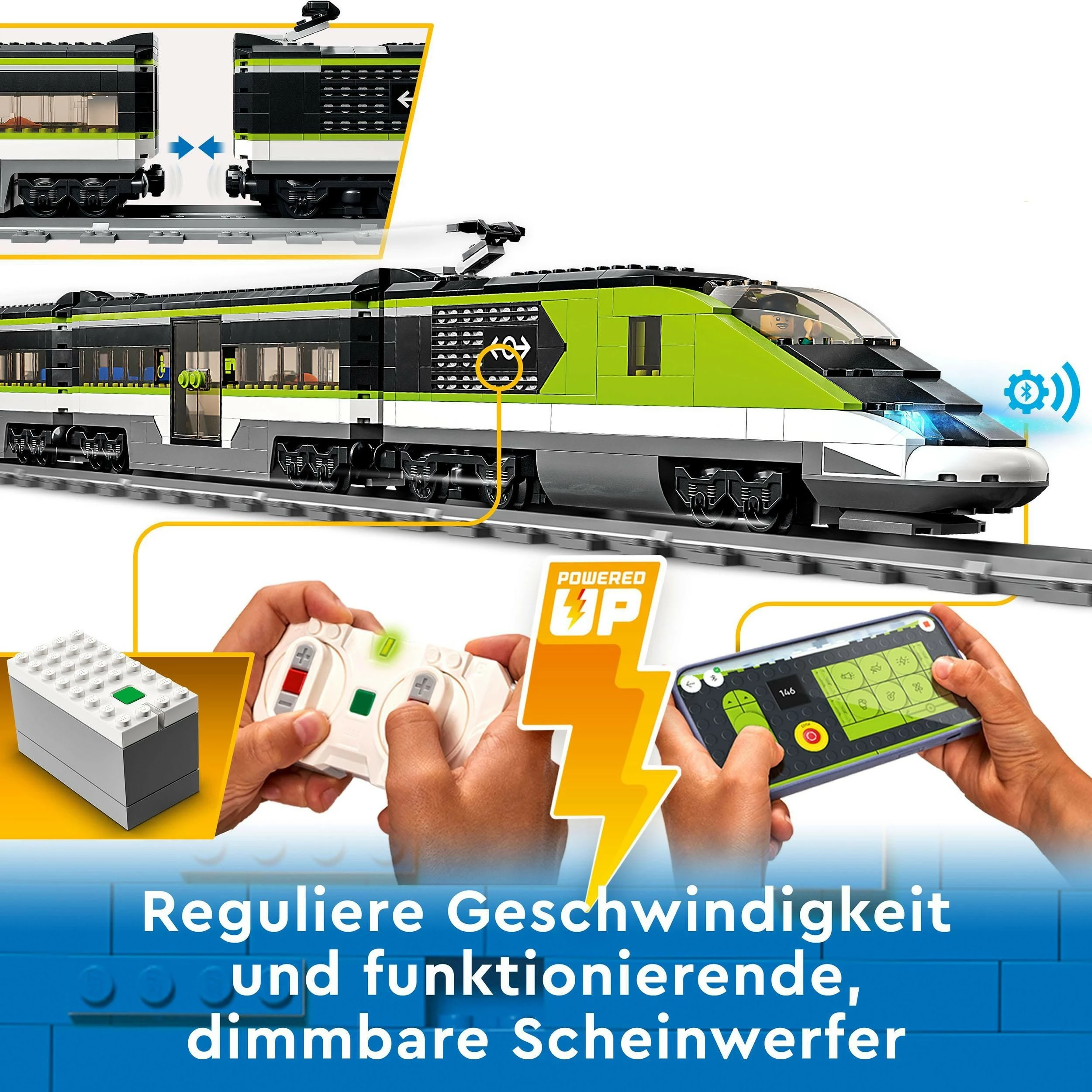 Set ndërtimi LEGO City Express Passenger Train, 7 vjeç e lart, plastik, 764 pjesë, shumëngjyrësh