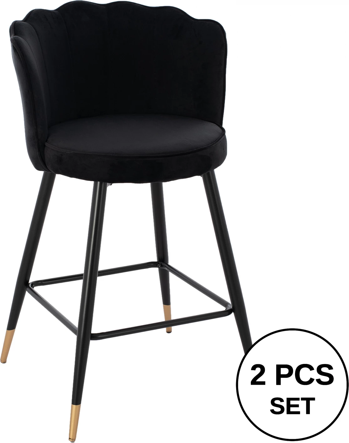 Karrige për bar mesatare FH8736.04 kadife e zezë me kornizë metalike 50x50x90 cm., set prej 2 copë