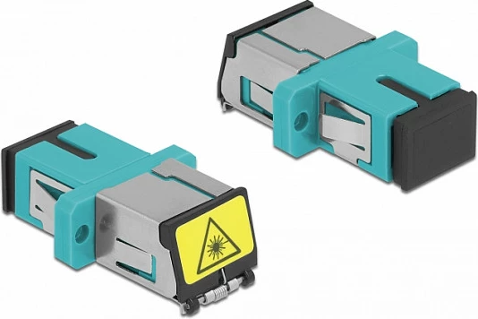Adapter fibër optike DeLOCK SC/SC Simplex, femër-femër, multimode, me mbrojtje laser, aqua