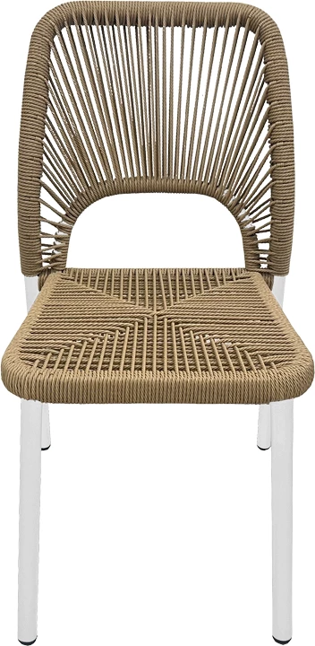 Karrige alumini Norture, e grumbullueshme, kornizë e bardhë, ratan natyral, 45x63x82cm