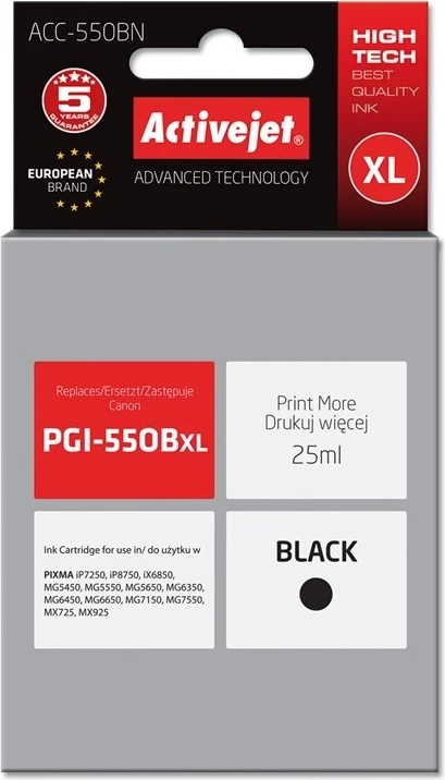 Ngjyrë zëvendësuese Activejet ACC-550BN për printer Canon, 25ml, e zezë