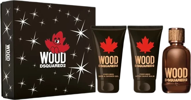 Set Eau de Toilette për meshkuj Dsquared2 Wood Pour Homme, 100ml + shower gel 100ml + aftershave balm 100ml