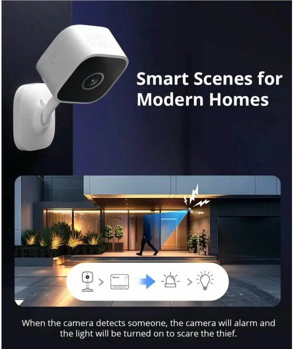 Kamerë sigurie e brendshme Wi-Fi SONOFF CAM-S2 1080P Full HD, zbulim personi AI, night vision, audio dy-drejtimëshe, TF deri 128GB, e bardhë