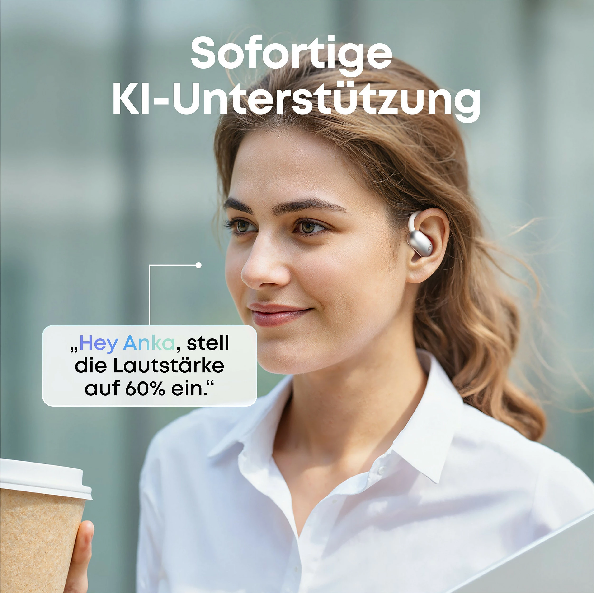 Kufje Anker Soundcore AeroFit 2 AI, Bluetooth 5.4, Open-Ear, IP55, të bardha