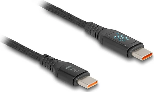Kabllo karikimi DeLOCK USB-C në USB-C, PD 3.1 140W, 1.2m, me ekran, e zezë