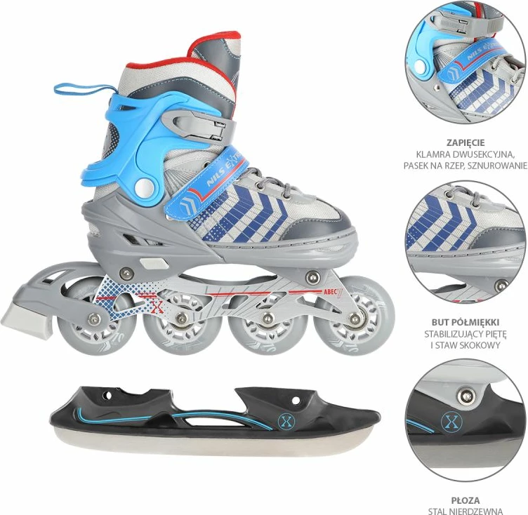 Rollera Nils Extreme NH18192 4in1, gri-blu, L (39-43)