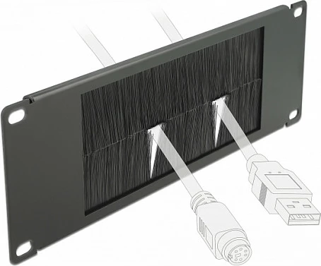 Panel me furça DeLOCK 10" 2U për menaxhim kabllosh, i zi