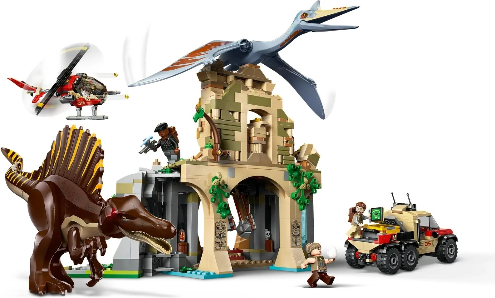 Set LEGO Jurassic World 76976 Spinosaurus & Quetzalcoatlus Air Mission, 4 minifigura