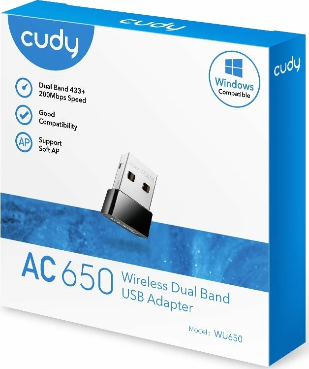 Kartelë rrjeti Wi‑Fi USB Cudy WU650 Wi‑Fi 5 650 Mbps Dual-Band