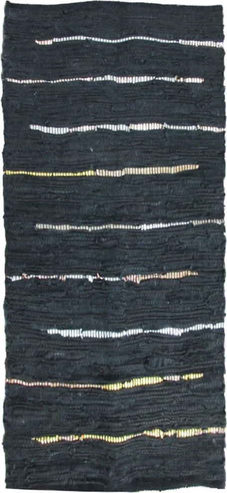 Qilim korridori Lines, lëkurë, ngjyrë e zezë, bezhë, e bardhë, 70x150cm