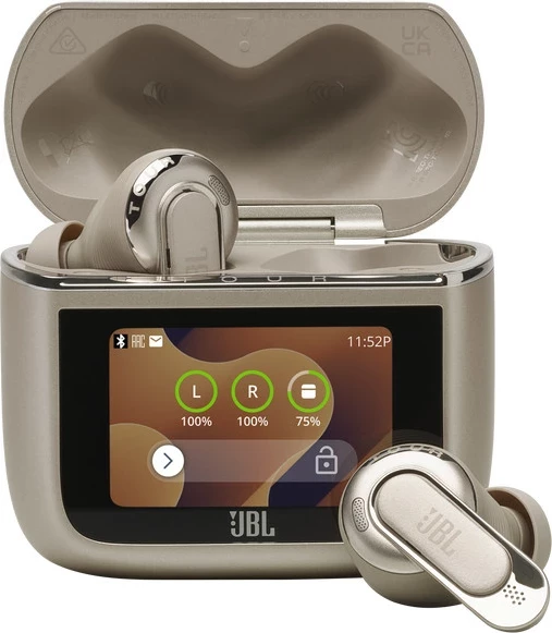 Kufje JBL Tour Pro 3 TWS, Bluetooth, ANC, Smart Charging Case me ekran prekje, Spatial 360, Hi-Res, Latte