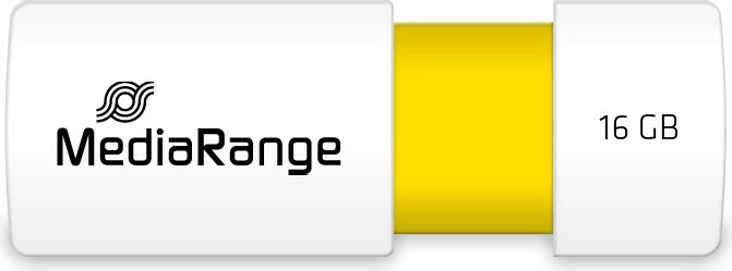 USB stick MediaRange 16GB, USB 2.0, slider, verdhë