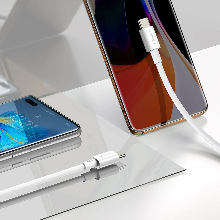 Kabllo USB-C në USB-C Baseus CATYS-C02, 2m, 100W, e bardhë