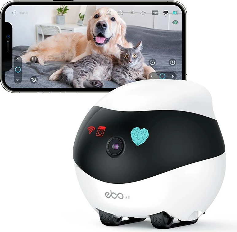 Monitor smart Enabot EBO SE, për kafshë shtëpiake dhe fëmijë, i zi