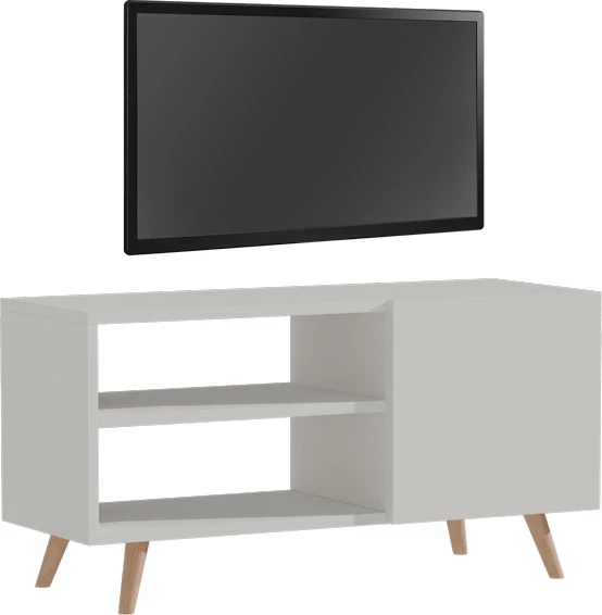 Komodë TV Orianne, melaminë, e bardhë-natyrale, 90x32x46cm