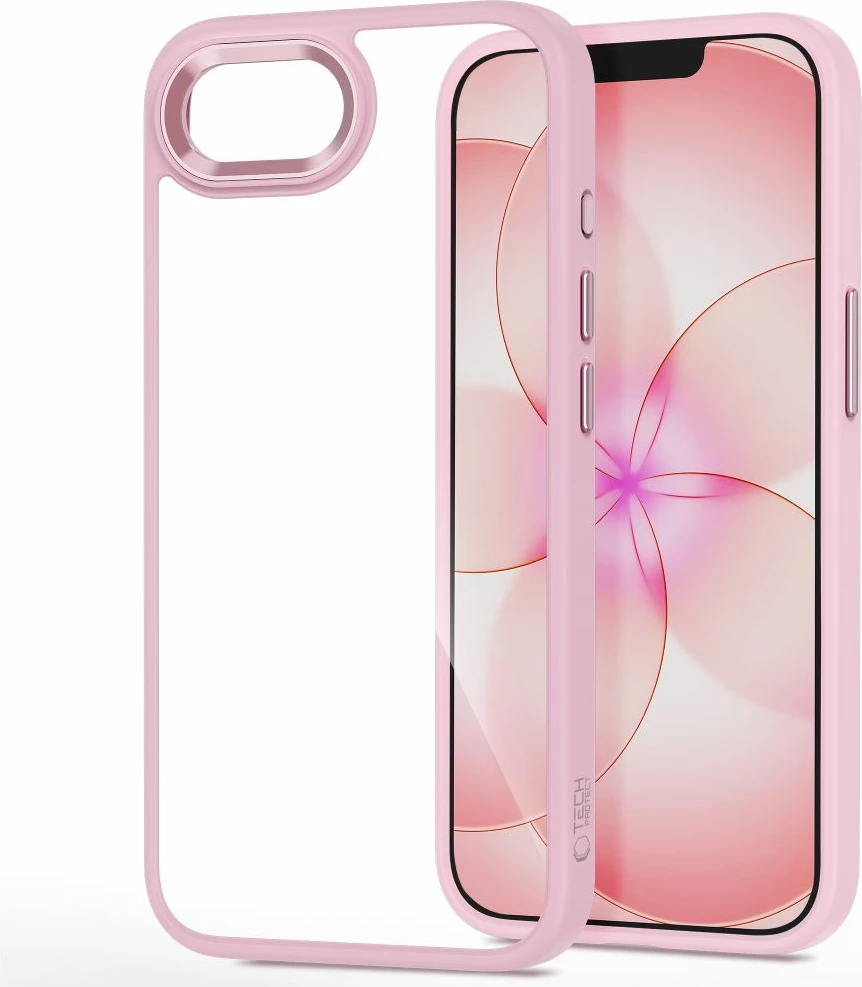 Mbështjellës Tech-Protect Magmat për iPhone 16e/17e, hibrid TPU+PC, 1 copë, rozë transparente