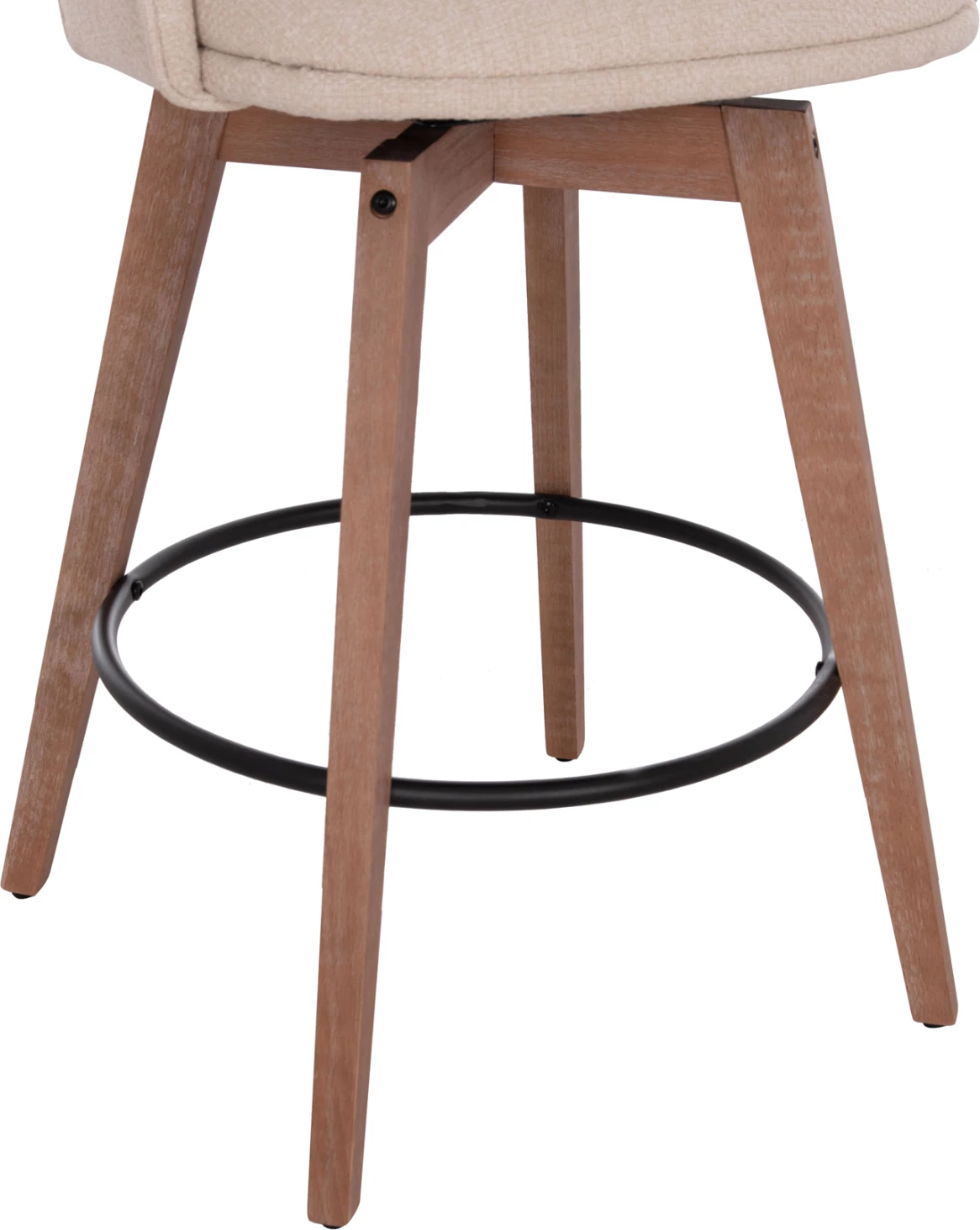 Karrige për bar rrotulluese RIKI, këmbë druri, material bezhë, 51x53x94cm, set prej 2 copësh