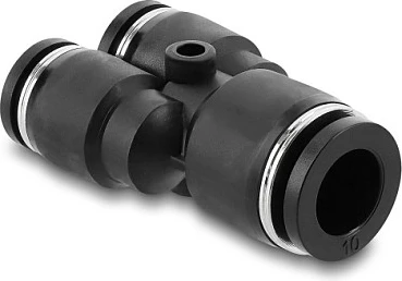Konektor pneumatik DeLOCK 2x8 mm në 1x10 mm, Y-shape, me vrimë montimi, i zi