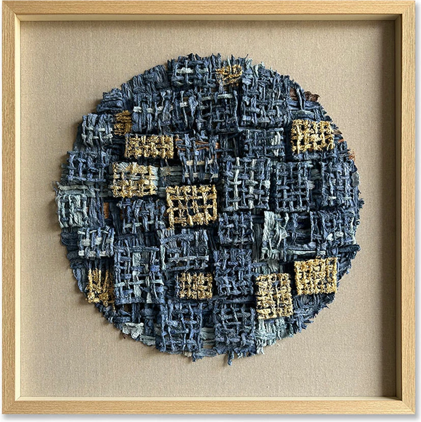 Pikturë dekorative Azure World, letër, xham, bezhë-blu-natyrale, 80x80x4 cm