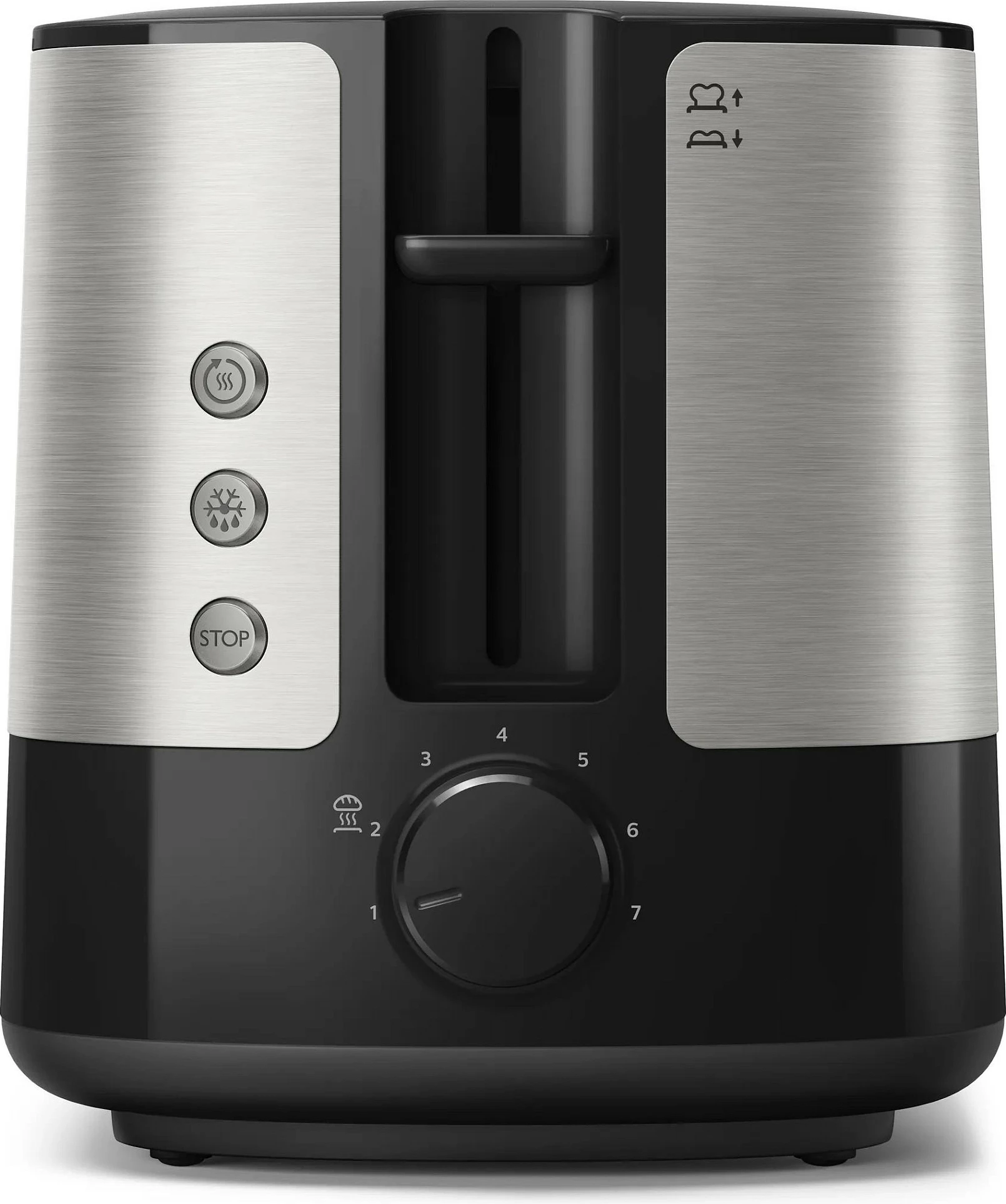 Toaster Philips Viva Collection HD2639/90, 2 feta, inox/e zezë