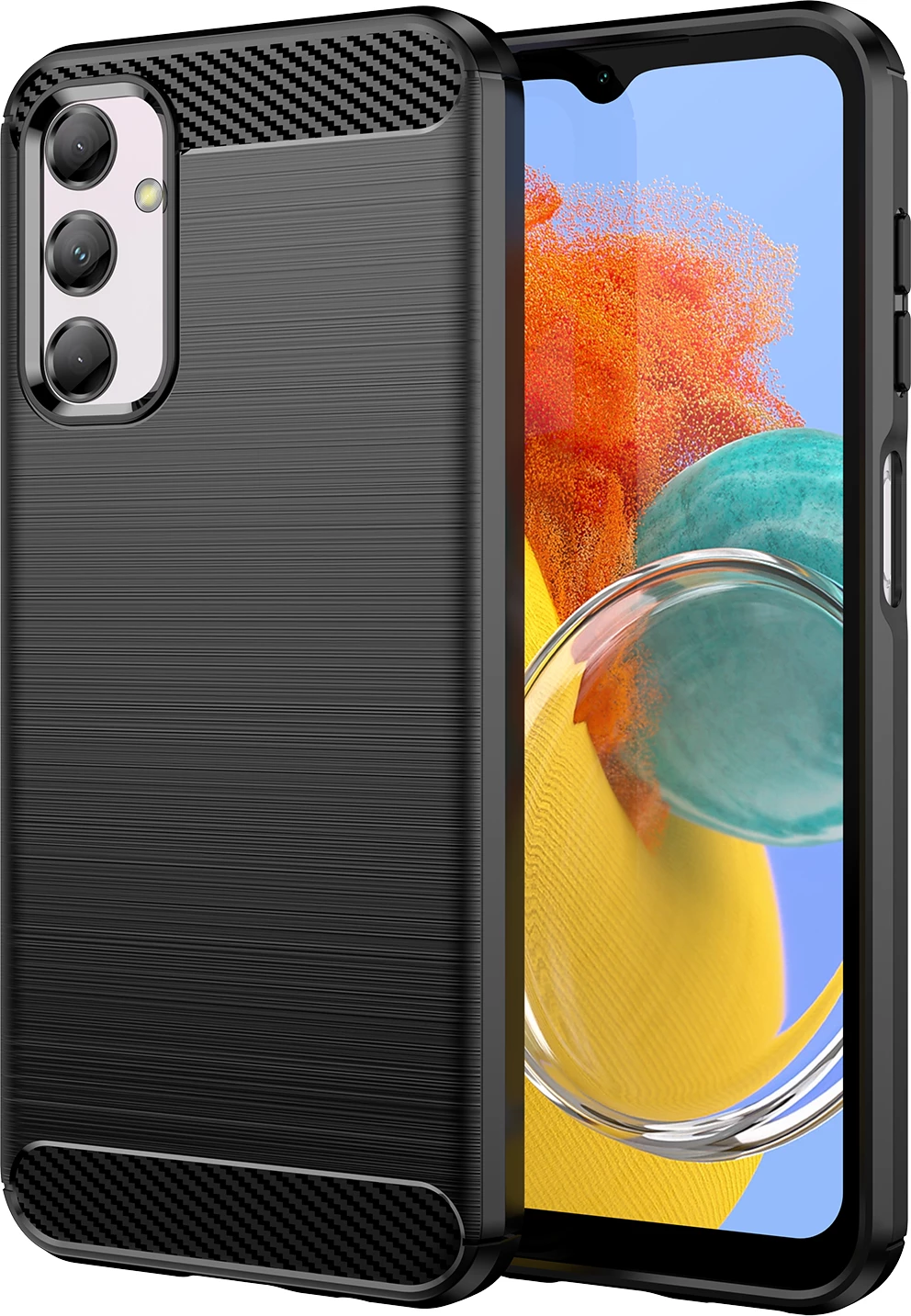 Mbështjellës Hurtel Carbon Case për Samsung Galaxy M14, i zi